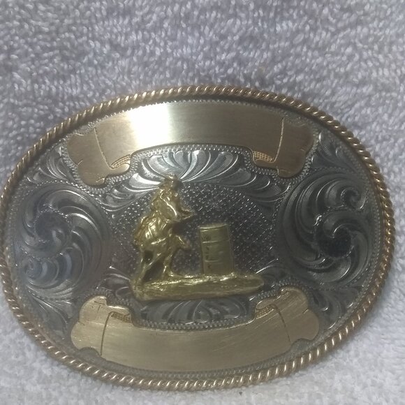 Montana Silversmiths Barrel Racing Trophy Belt Buckle Rodeo Cowgirl Nickel Nice main image 11